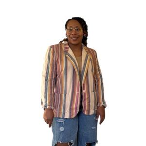 Orvis Blazer Vintage Stripped 100% Cotton Preppy